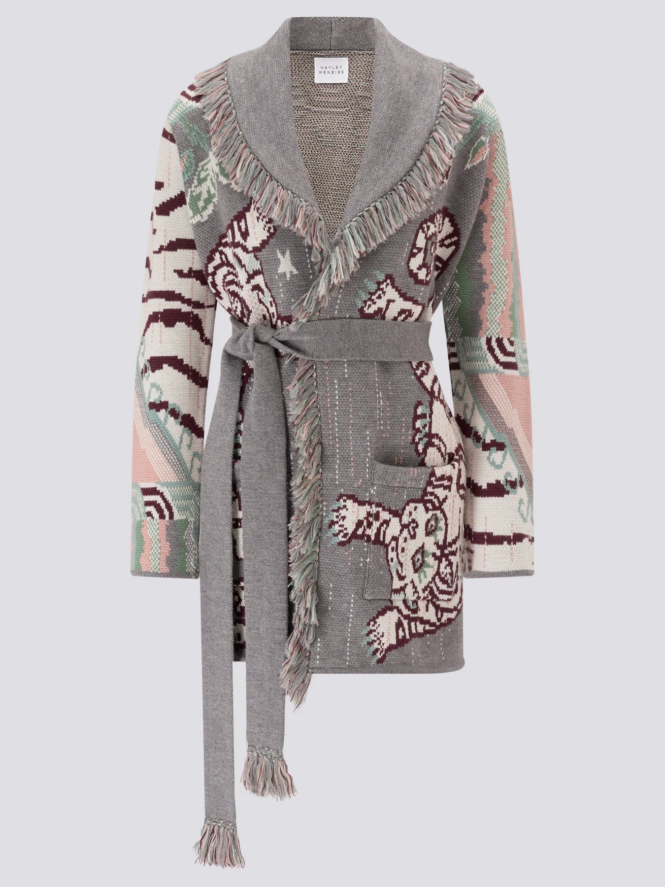 SEVESKIG Tibetan Tiger Knit Cardigan L